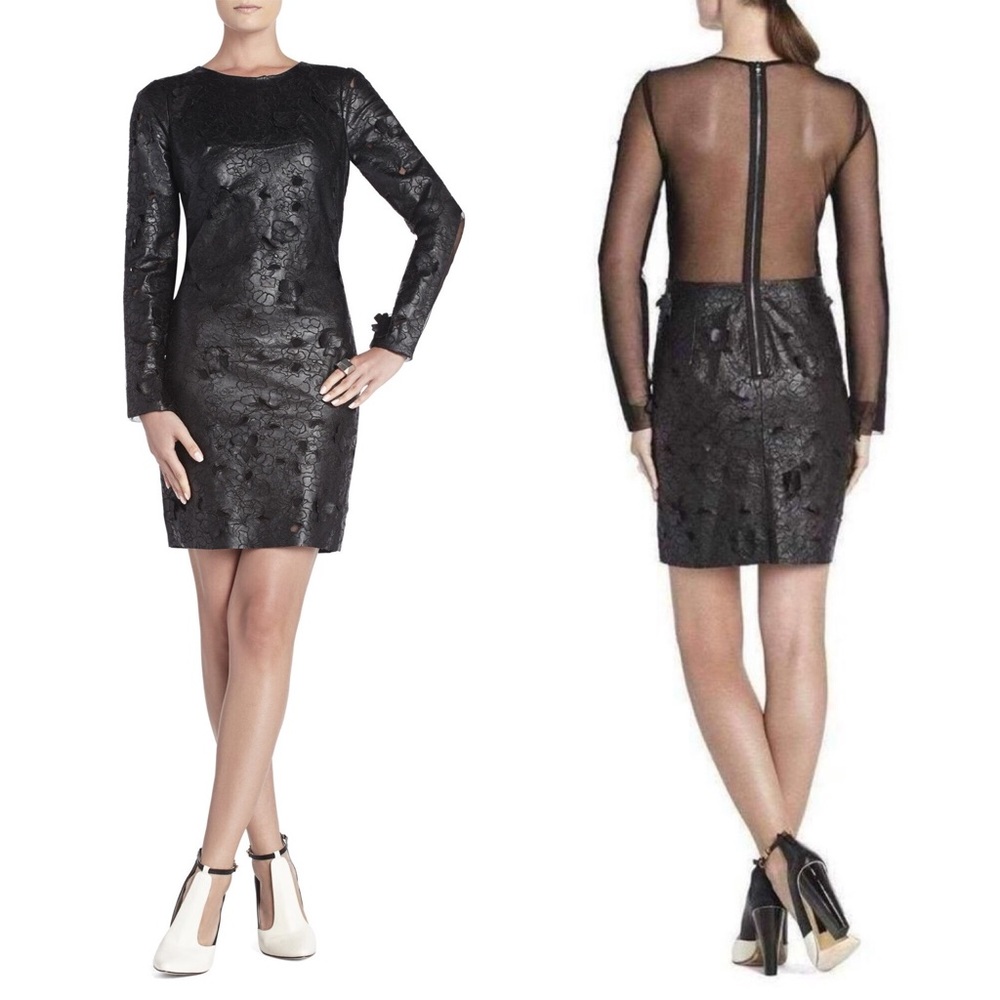 BcbgMaxazria Jillea Embroidered Cutout FauxLeather